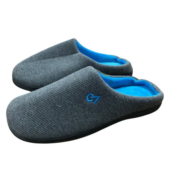 VeraCosy Men Size 11/12 Blue Gray Memory Foam House Slipper Indoor Outdoor Shoes - Picture 2 of 6